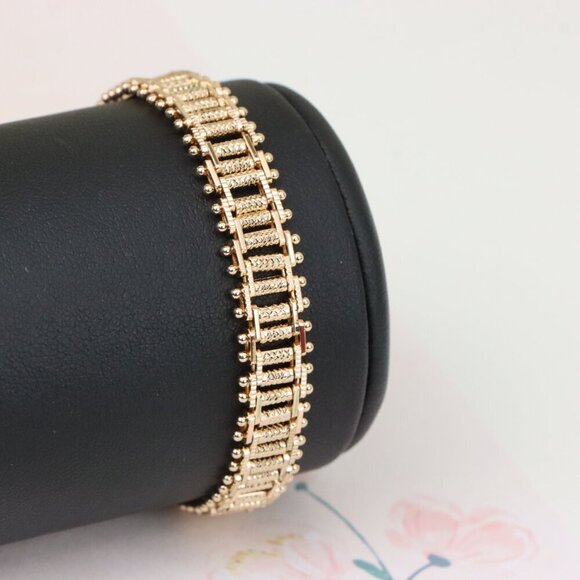 "Rose Gold Textured Chain Bracelet in High-Polish Finish, XPBL1146 - Picture 9 of 12